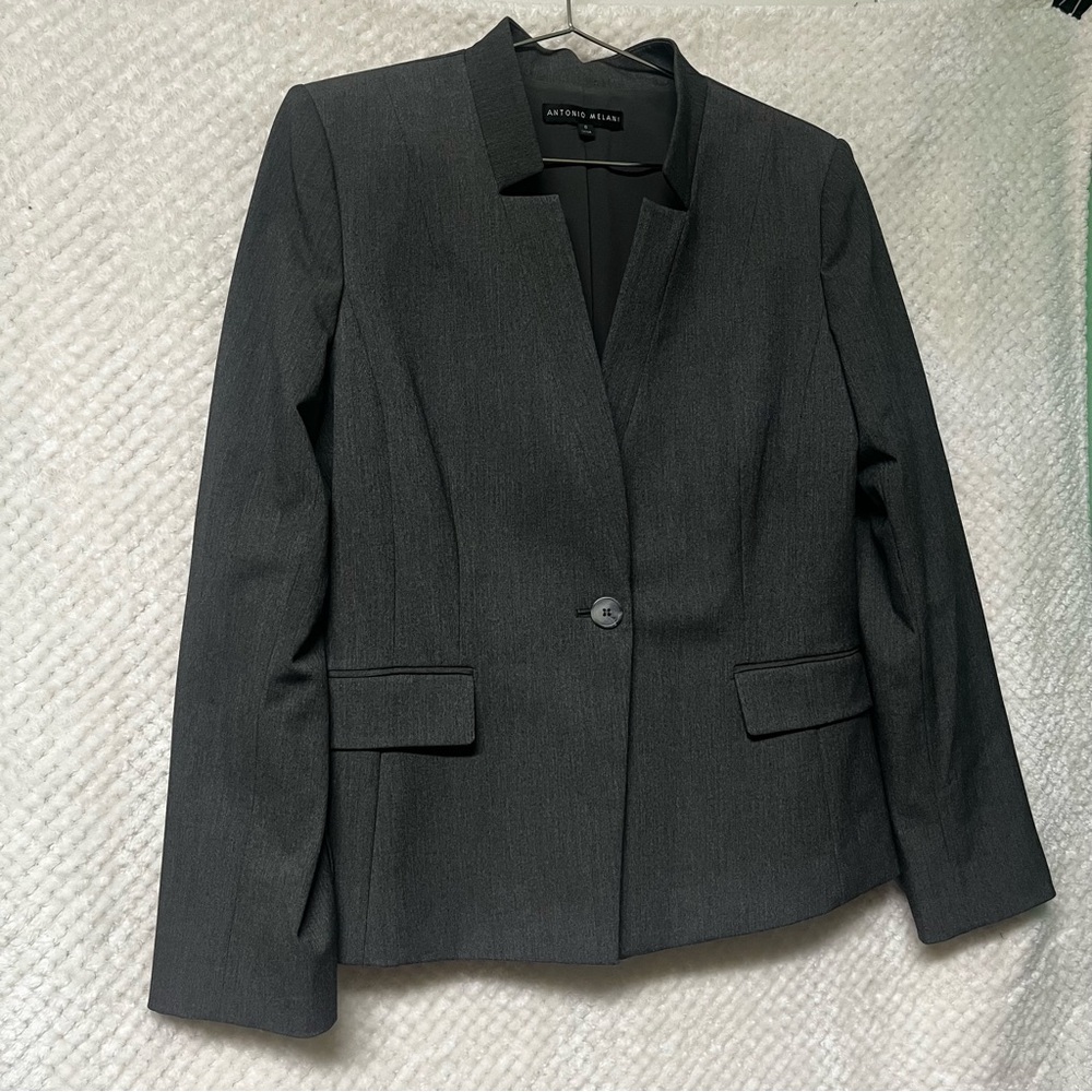 Antonio Melani Womens Blazer Dark Gray Size 8 Career Professional Business Work